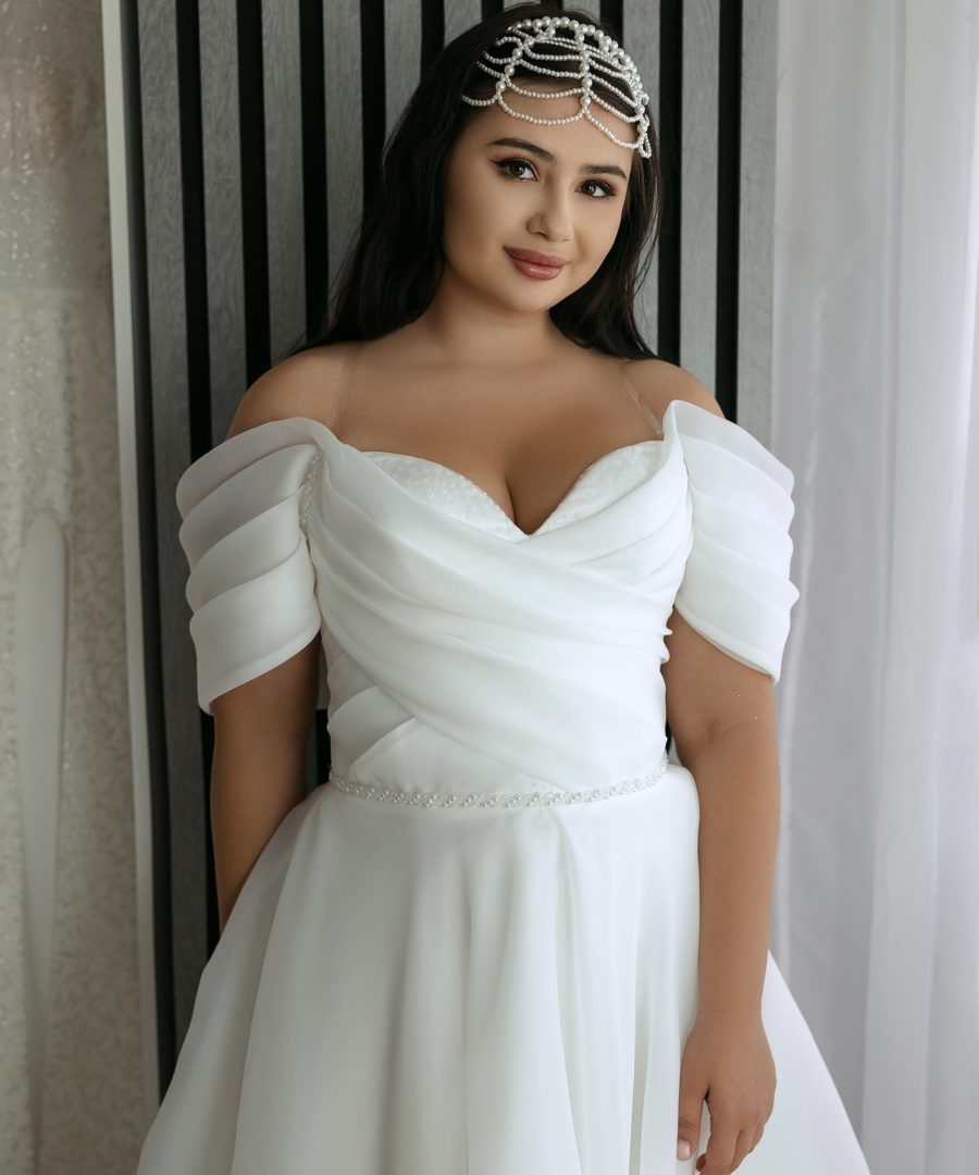 Свадебное платье большие размеры с открытыми плечами. Модель АС 10, фото 2
